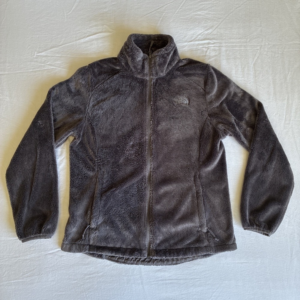 The North Face Gray Full Zip Jacket Logo Pockets Long Sleeve Women's Size Medium